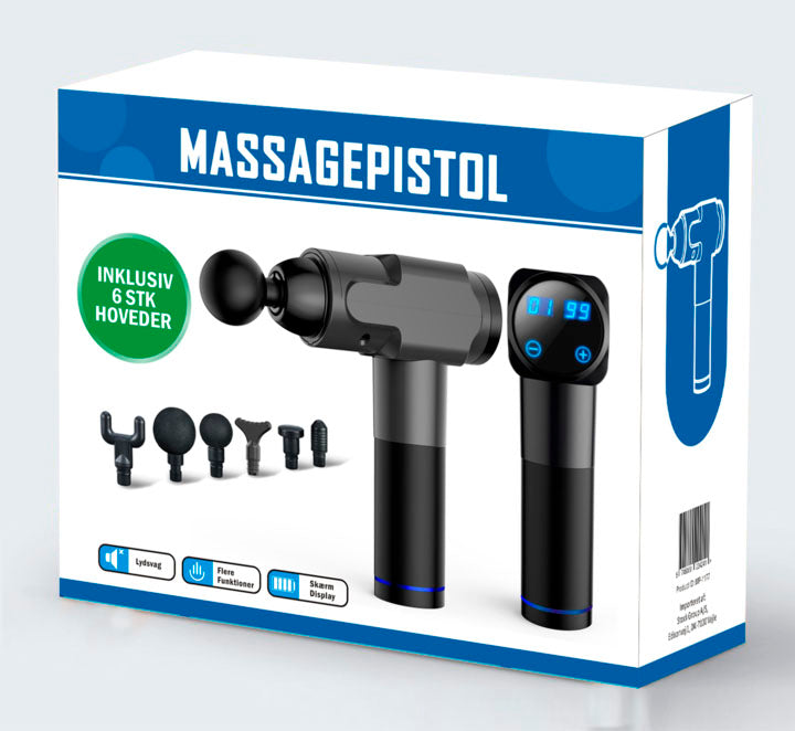 Massagepistol 6 Dele Inkl. Rejsetaske | Justeres I 6 Trin (1000-3200 Støjsvag Motor | Scandinavian Collection